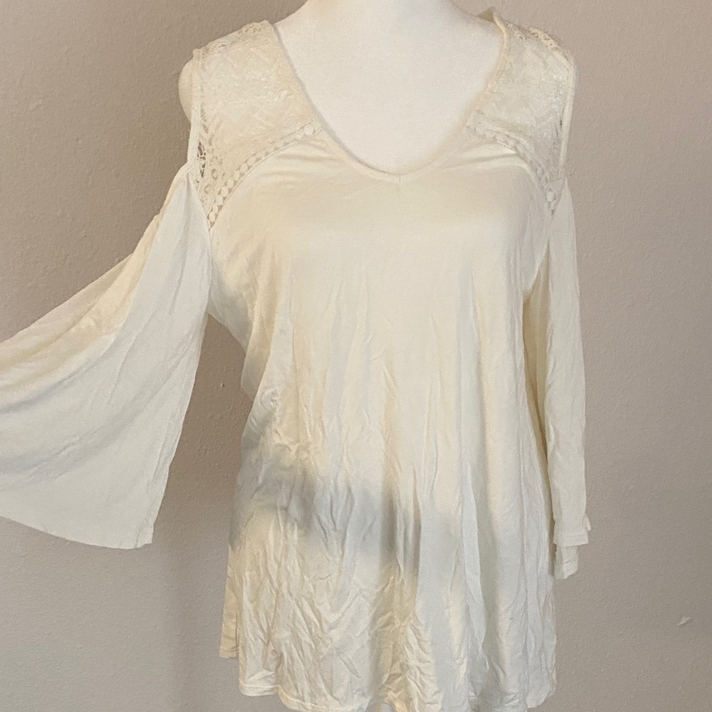 Chic Cream Lace Women's Blouse